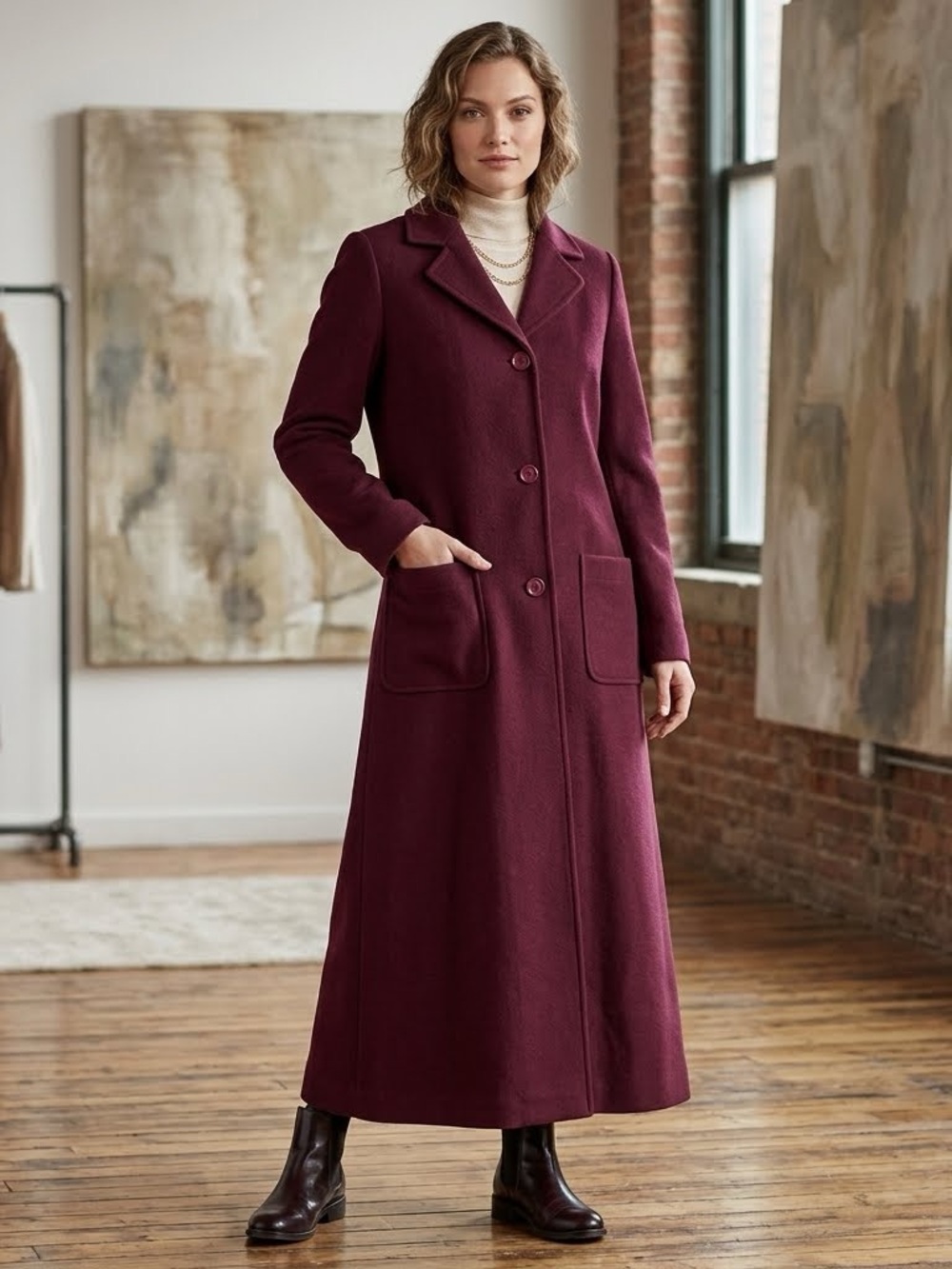 Vintage Wool Blend Long Business Casual Coat